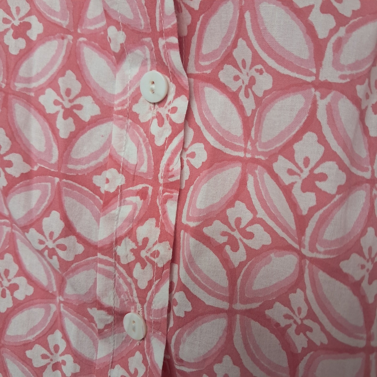 Pax Philomena Button Up Shirt Womens Xxl Pink Block Print Coastal Vacation — image 5 of 8